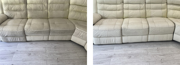 Leather sofas can be restored through cleaning and leather treatment