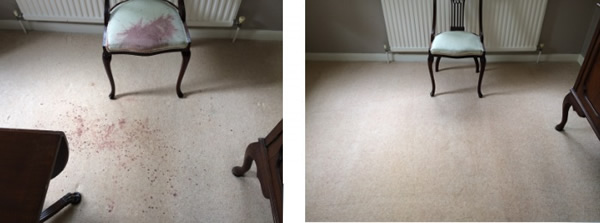 red wine stain before and after cleaning